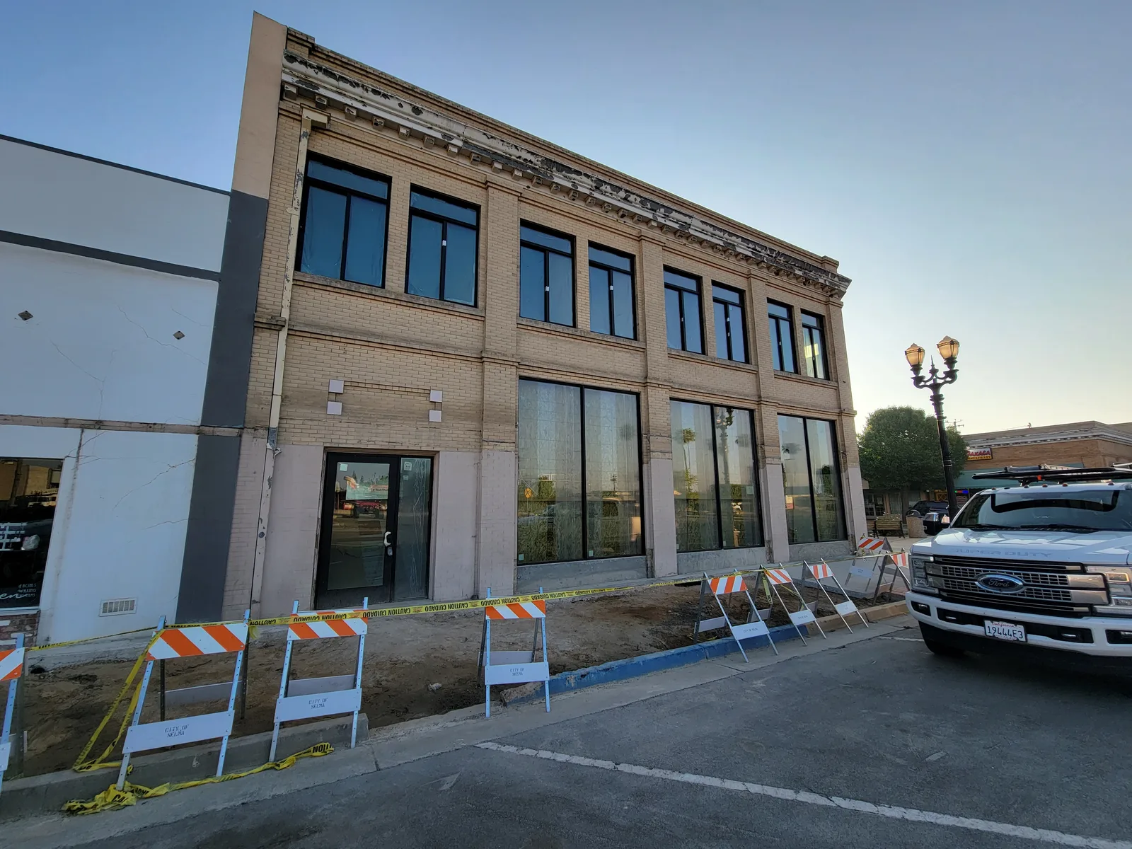 Commercial storefront glazing on a distribution warehouse in Fresno, California