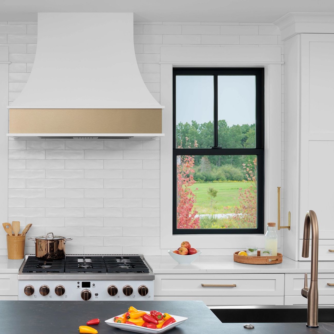 Double hung window in a kitchen